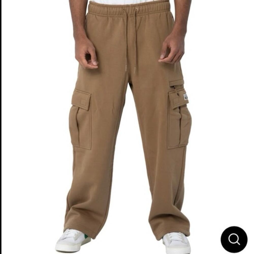 PRO CLUB MEN'S HEAVYWEIGHT BASIC OPEN LEG CARGO SWEATPANT taupe